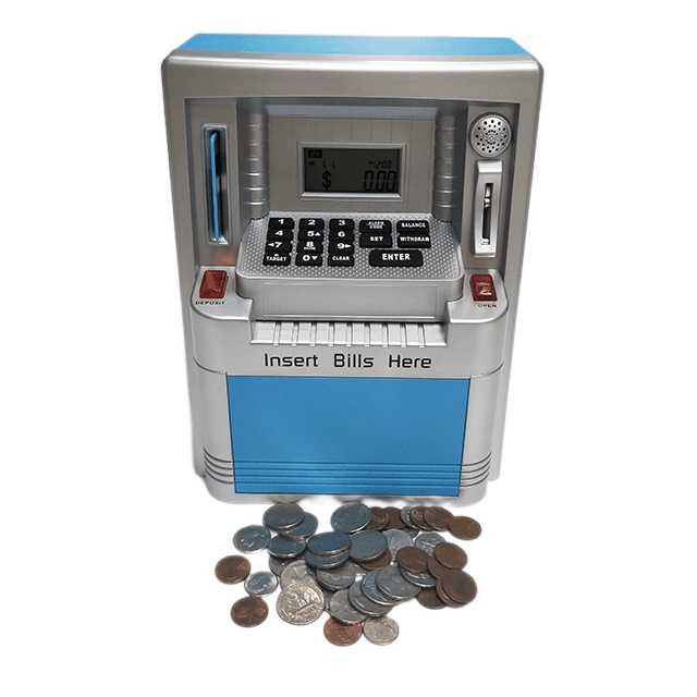 Умный банкомат, сберегательный банк, электронная копилка и говорящий детский игрушечный сейф для денег, подарок для детей от 6 лет и старше 
