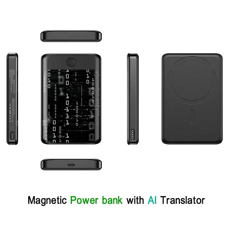 HR-Ai1 PD20w 10000 мАч AI Power Bank Магнитное беспроводное зарядное устройство с переводчиком на 136 языков
